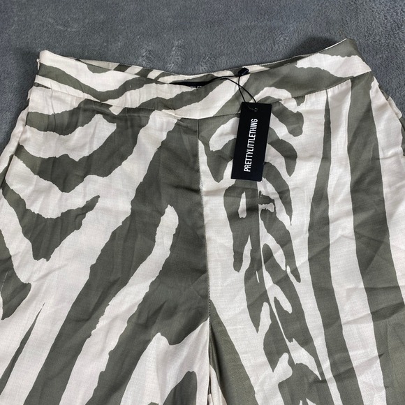 PrettyLittleThing Zebra Print Oversized Wide Leg High Waist Boho Trousers Sz 4 - Picture 2 of 15